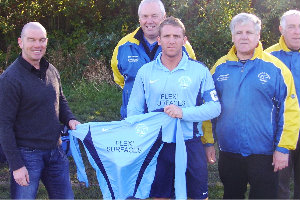 New Sponsors Martin Gaskells FLEXI SURFACES presents the shirt to Grange