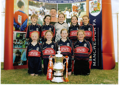 THE GIRLS TEAM WITH THE FA CUP