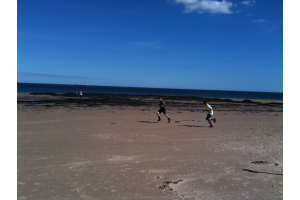 U14s on a pre season workput at Redcar beach