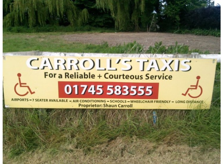 carrolls taxis 01745583555