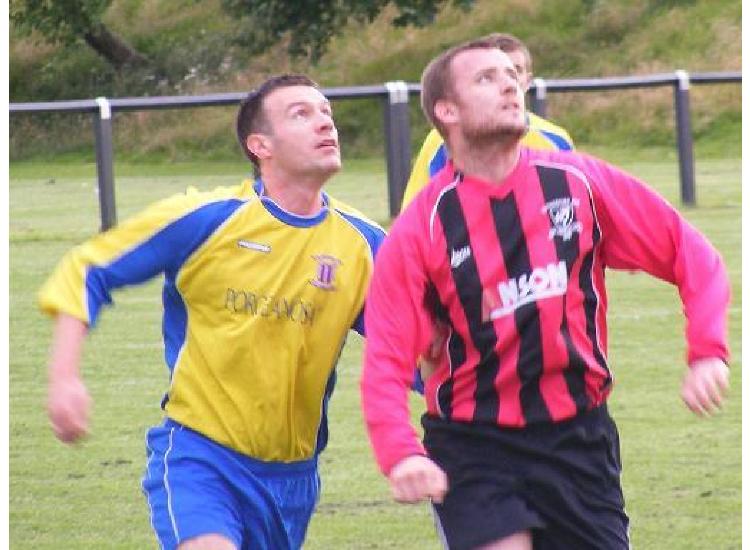 Key striker Michael Jeffares in action in a 6-0 pre-season friendly win against Alliance premier side Heddon.