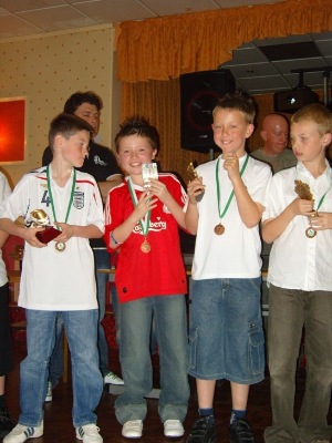 u10s rednal with their trophies 