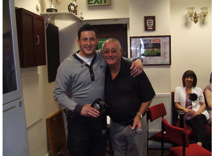Warren Byrne was presented a trophy to celebrate finishing the season as top goal scorer.