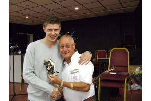 Jamie Harwood - Supporters and Players 'Player of the Year' with club President John Atkinson