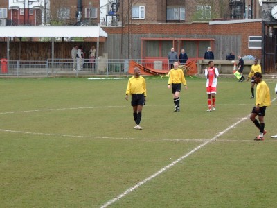 Several Sporting Hackney players appeared with Colin Walton during his time at Clapton FC in the Ryman League, here Jeff Badu and John Rigobert can be seen in a match away at Wembley in March 2004