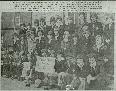 A St Bernards party pictured in the early 1980s at St Bernards Primary School near the old club rooms in Dean Street about to set off for Nottingham.