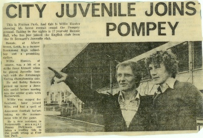 Ronnie Hall signs for Portsmouth in 1979. Pictured here with Willie Hunter, Assistant Manager of Pompey at Fratton Park.