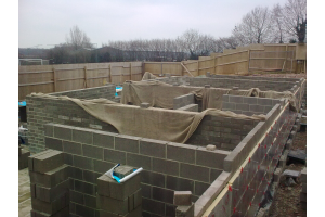 Blockwork continues on ground floor changing rooms 