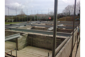 Steel Beams in situ, next steps infill with Concrete planks