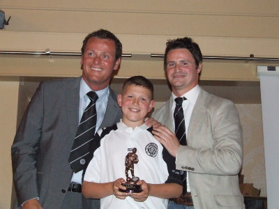 Under 12 Player of the Year Daniel Wilson with Jim Magilton and Phil Mulryne