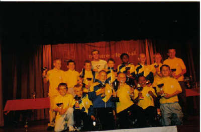 BURY & RADCLIFFE JUNIOR FOOTBALL LEAGUE
Swinton Boys u11's league winners 2002 - 2003 & player of the year votetd for by managers and payers - 
Andrew Gamble
[sorry about th picture quality]