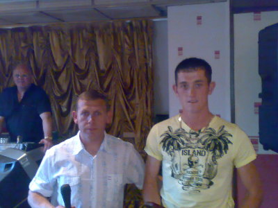 Senior League Top Goal Scorer Adam Evans receives his trophy from 'The Gaffer'
