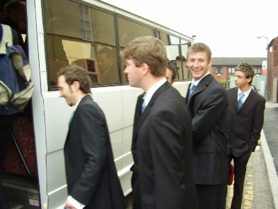 Getting on the team bus on the way to the Stockport cup final last season