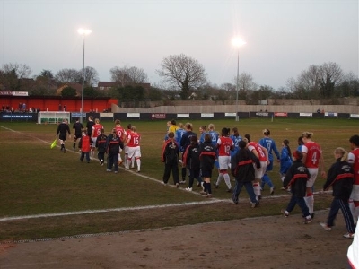 The teams take to the pitch for the kick off on April the 3rd