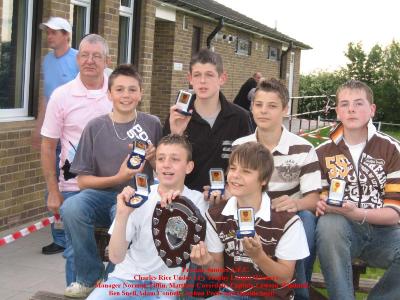 Lads collect trophy, for Trophy League Champions with manager