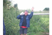 Mick taking down the goals after a long rainy day