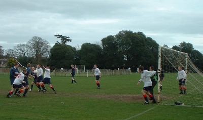 Action from the Third Teams last game of the 2005/06 season. A 3-1 win against Mudeford Mens Club at Wingfields.  