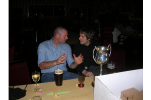 Dave Barnes telling Lee Chaplin - We won the tile by this much