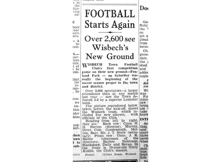 Article regarding opening of Fenland Park 1947